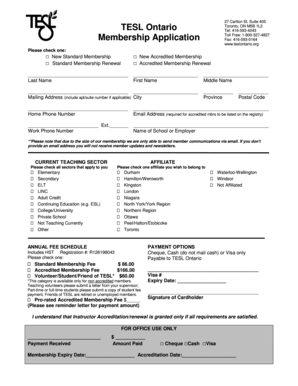 TESL Ontario Membership Application
