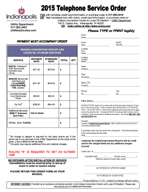 Indiana Convention Center Telephone Service Order Form