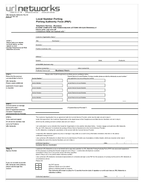 Local Number Porting Authority Form