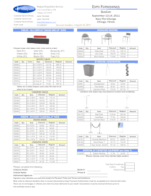 Expo Furnishings Order Form