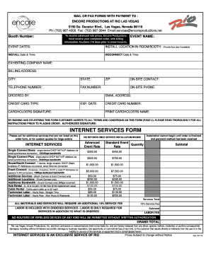 Encore Productions Internet Services Order Form