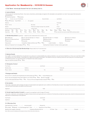 Surf Life Saving Australia Membership Application