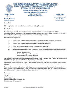 Non-Resident Temporary License to Carry Firearms Application