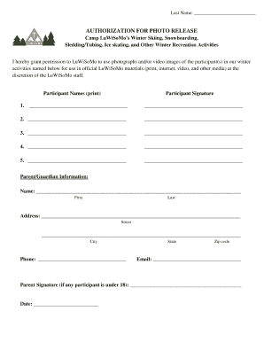 Authorization for Photo Release