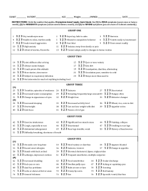 Pet Health Symptom Checklist Form