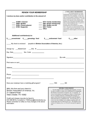 Brinton Association Membership Renewal Form