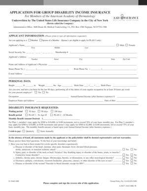 Group Disability Income Insurance Application