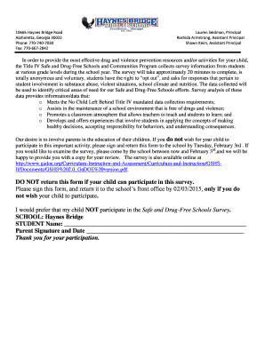 Georgia Safe and Drug-Free Schools Survey Opt-Out Form