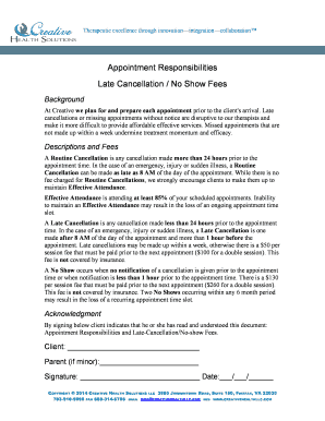 Appointment Responsibilities and Late-Cancellation/No-show Fees