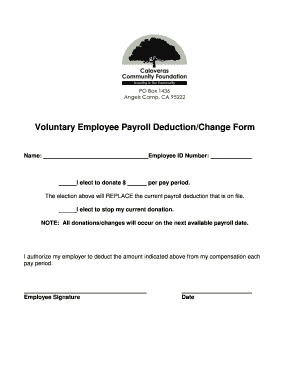 Voluntary Employee Payroll Deduction Form