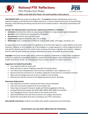 National PTA Reflections Film Production Entry Form