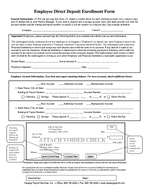 Employee Direct Deposit Enrollment Form