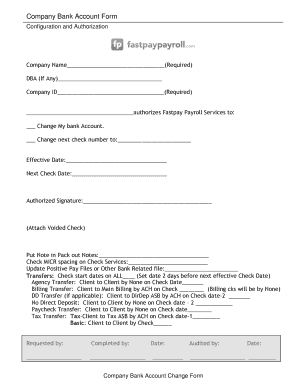 Fillable pay stub pdf - Company Bank Account Change Form - Fastpay Payroll