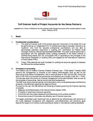 ToR External Audit of Project Accounts for the Swiss Partners