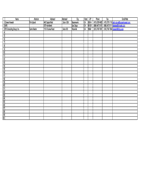 Business Contact Information Template