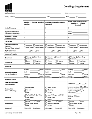 Dwellings Supplement Form