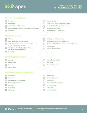 Professional Au-pair Checkliste für deinen Reisekoffer