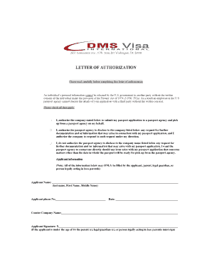 US Passport Application Authorization Letter