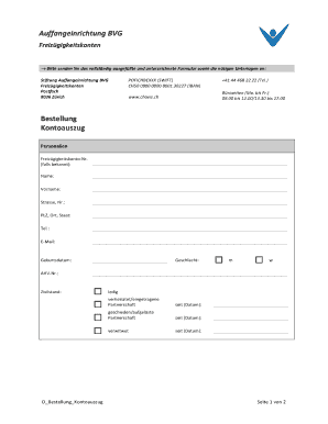 Formular zur Bestellung eines Freizügigkeitskontos
