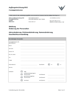 Formular zur Änderung der Personalien
