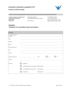 Formulaire de transfert à la nouvelle caisse de pension