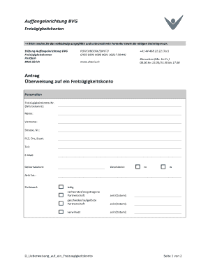 Auffangeinrichtung BVG Antrag auf Überweisung