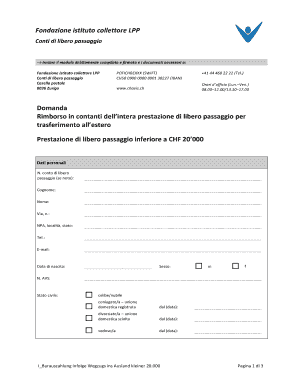 Domanda di rimborso in contanti dell’intera prestazione di libero passaggio