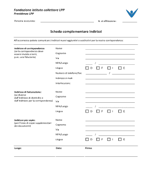 Scheda complementare indirizzi