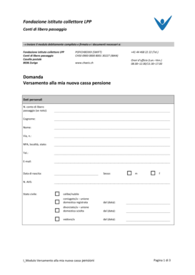Modulo Versamento alla mia nuova cassa pensioni