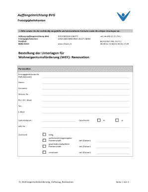 Formular für Wohneigentumsförderung (WEF): Renovation