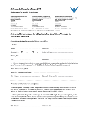 Antrag auf Befreiung aus der obligatorischen beruflichen Vorsorge für arbeitslose Personen