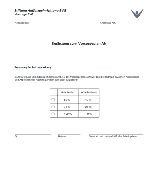 Formular zur Anpassung der BVG-Beiträge