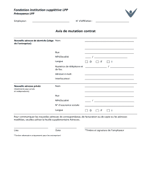Avis de mutation contrat