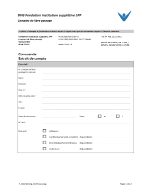 Formulaire de demande d'extrait de compte de libre passage