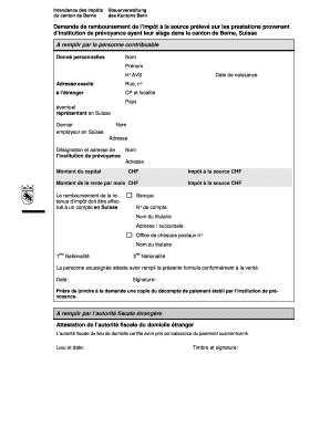 Demande de remboursement de l’impôt à la source