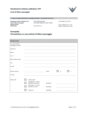 Formular für Überweisung auf eine Freizügigkeitspolice