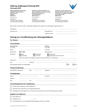 Antrag zur Verpfändung des Altersguthabens