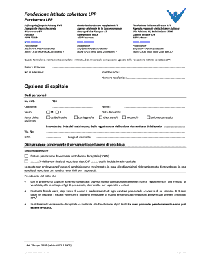 Formulaire de retrait de capital de la caisse de pension suisse