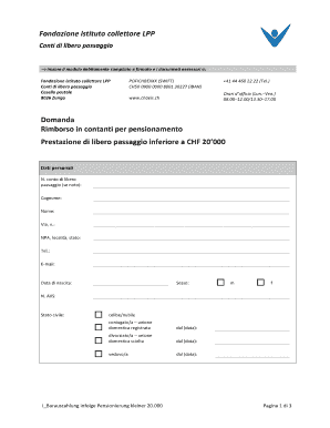 Formulaire de remboursement en espèces pour pension