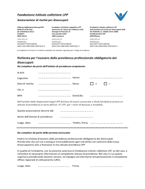 Richiesta per l'esonero dalla previdenza professionale obbligatoria dei disoccupati