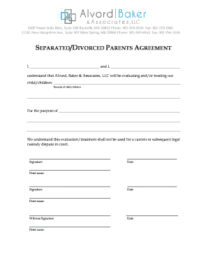 Separated/Divorced Parents Agreement