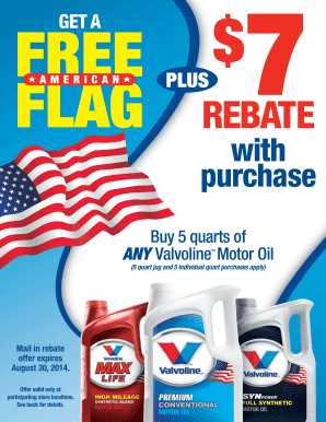 Valvoline Motor Oil Rebate Form