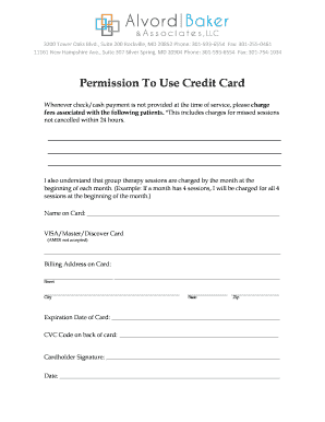 Permission To Use Credit Card