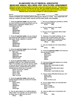 medicare annual wellness visit checklist forms document