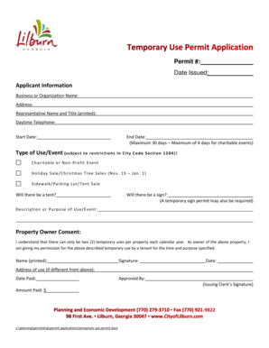 Temporary Use Permit Application