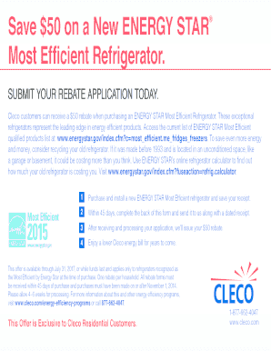 Cleco Refrigerator Rebate Application