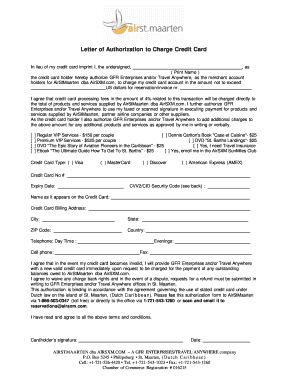 Letter of Authorization to Charge Credit Card