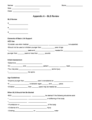 Basic Life Support Review Form