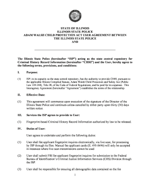 Illinois State Police Adam Walsh Child Protection Act User Agreement