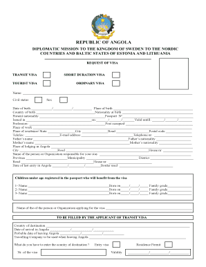 Angola Visa Application Form